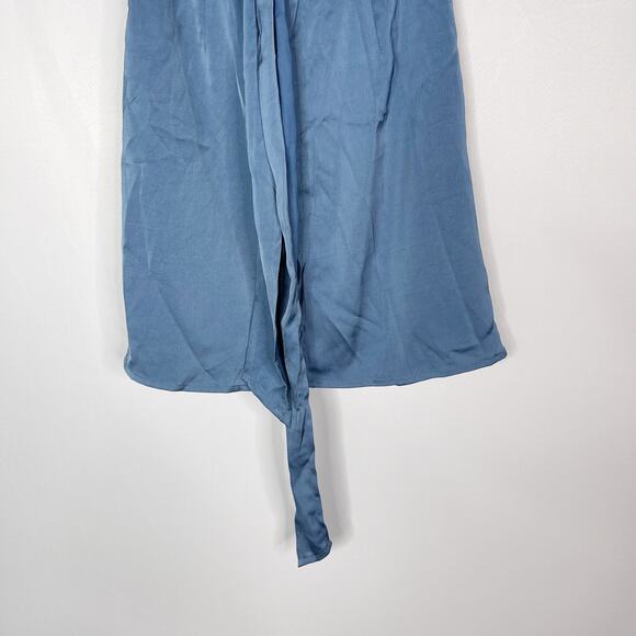 New Cider XSmall XS Blue Satin Tie Back Strapless Mini Dress Cocktail Tube - Picture 7 of 10